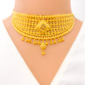 Palatial Checkered 22K Gold Choker Necklace Set 
