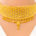 Graceful Meshed Floral 22K Gold Choker Necklace Set 