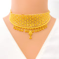 Graceful Meshed Floral 22K Gold Choker Necklace Set 