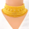 Radiant Reflective 22K Gold Floral Choker Necklace Set 