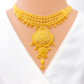 Rich Tasseled Floral 22k Gold Necklace Set 