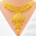 Rich Tasseled Floral 22k Gold Necklace Set