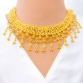 Elegant Tasseled 22k Gold Necklace Set 