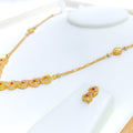 Decorative Ornate Floral 22k Gold CZ Necklace Set 