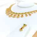 Magnificent Netted 22k Gold CZ Necklace Set 