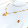 Flawless Vivid 22k Gold CZ Necklace Set 