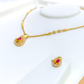 Reflective Captivating 22k Gold CZ Necklace Set 