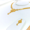 Embellished Twinkling Flower 22k Gold CZ Necklace Set 