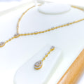 Radiant Drop Diamond + 18k Gold Necklace Set 