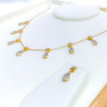 Impeccable Embellished Diamond + 18k Gold Necklace Set 