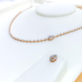 Asymmetrical Tear Drop Diamond + 18k Gold Necklace Set 