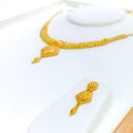 Refined Glamorous Dotted 22k Gold Necklace Set 