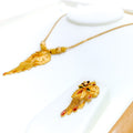 Vibrant Charming Asymmetrical 22k Gold Necklace Set 