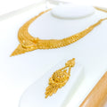Noble Classy Tapering 22k Gold Floral Necklace Set 