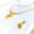 Alluring Paisley Adorned 22k Gold Tasseled Necklace Set 