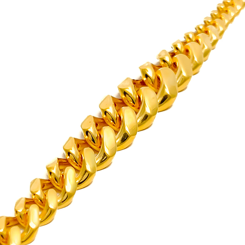 High Gloss Graduating 22K Gold Men's Bracelet 