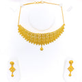 Extravagant Checkered 22K Gold Choker Necklace Set