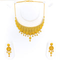 Posh Floral Striped 22K Gold Choker Necklace Set