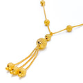 Textured Dangling Chain Orb 22K Gold Necklace