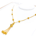 Textured Dangling Chain Orb 22K Gold Necklace