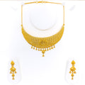 Palatial Checkered 22K Gold Choker Necklace Set