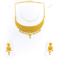 Graceful Meshed Floral 22K Gold Choker Necklace Set