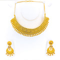 Radiant Reflective 22K Gold Floral Choker Necklace Set