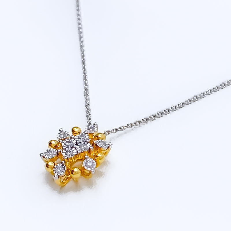 Beautiful Floral Diamond + 18k Gold Pendant