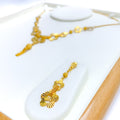 Reflective Floral 22k Gold Necklace Set 