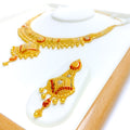 Traditional Vibrant Decorative 22k Gold Necklace Set 