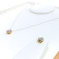 Iconic Floral Diamond + 18k Gold Pendant Set