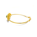 Lustrous Floral Diamond + 18k Gold Bangle Bracelet 