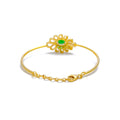 Lustrous Floral Diamond + 18k Gold Bangle Bracelet 