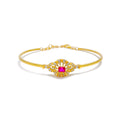 Captivating Timeless Floral Diamond + 18k Gold Bangle Bracelet 