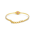 Captivating Timeless Floral Diamond + 18k Gold Bangle Bracelet 