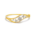 Luminescent Glimmering Diamond + 18k Gold Bangle Bracelet