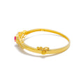 Priceless Floral Vine Diamond + 18k Gold Bangle Bracelet 