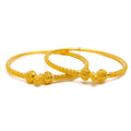 Lovely Flower Adorned 22k Gold Pipe Bangles 