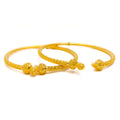 Lovely Flower Adorned 22k Gold Pipe Bangles 