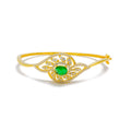 Majestic Leaf Adorned Diamond + 18k Gold Bangle Bracelet 