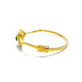 Majestic Leaf Adorned Diamond + 18k Gold Bangle Bracelet 