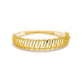 Shiny Alternating Striped Diamond + 18k Gold Bangle Bracelet 