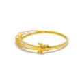 Glistening Bow Shaped Diamond + 18k Gold Bangle Bracelet 