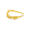 Luxurious Alluring Leaf Diamond + 18k Gold Bangle Bracelet 