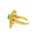 Royal Lustrous Floral 18K Gold + Diamond Statement Ring