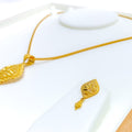 Delightful Marquise Flower 22k Gold Pendant Set 