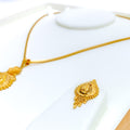Charming Netted Drop 22k Gold Pendant Set 