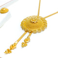 Festive Dangling Chand 22k Gold Long Necklace Set