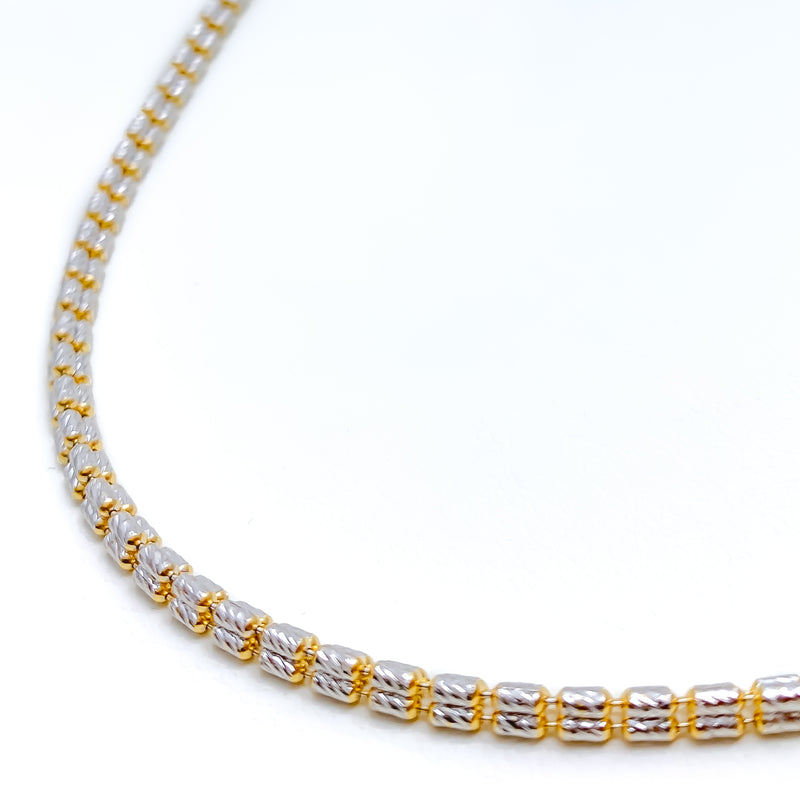 Square Bead 22K Two-Tone Gold Chain