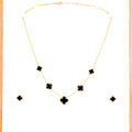 five-clover-onyx-21k-gold-necklace-set